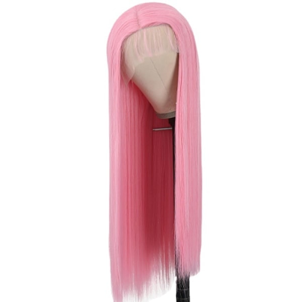 /HA/Lys rosa dameparykk Lang rett parykk Populære hodeplagg vevd parykk dame kjemiske fibre festhodeplagg 75 cm