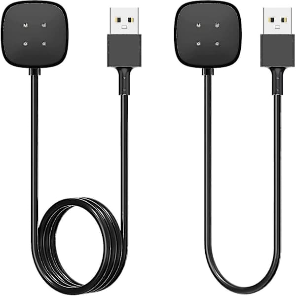 2-pak opladningskabel kompatibel med Fitbit Sense/fitbit Versa 3 (1m/3,3ft) Versa3 30cm
