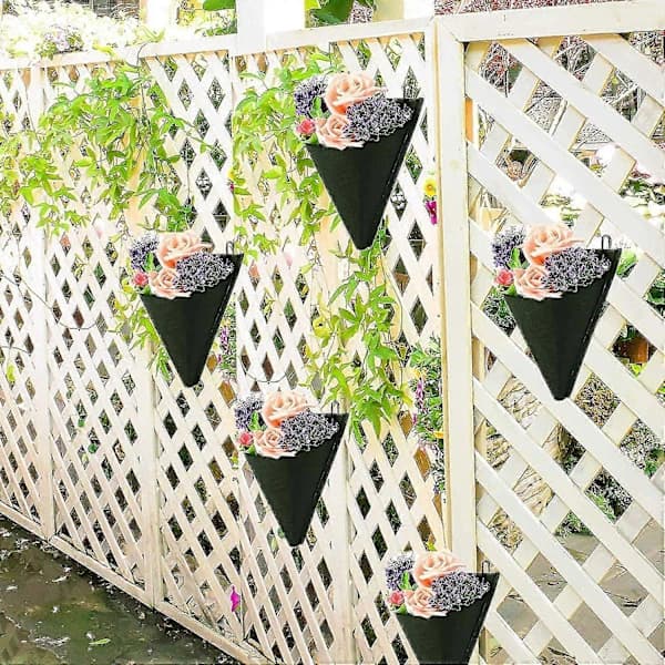 TT 3-delad Väggplanterare Triangulära Hängande Väskor Trädgårdsarbete Blombehållare Väggblomkrukor