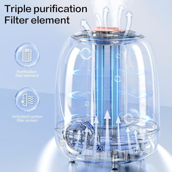 Luftfukter 3L med stille tåke – Smart timer, doble dyser, LED-lys – Perfekt for soverom og barnerom