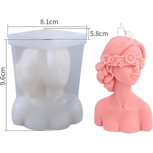 Silikonform for kvinner, 3D med lukket silikonlysform, lys