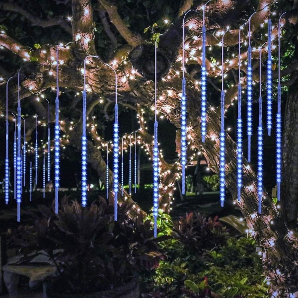 Meteorskur Regndråpe Lys, 50cm 10 Spiralerør 540 LED Vanntette Julelyskjeder for Hjem Tre Hagedekor (Blå)