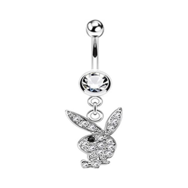 Belly Button Ring Body Jewelry Dangle Cute Bunny Lightweight Stainless Steel