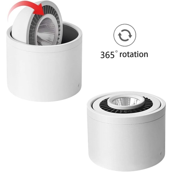 /HA/15W taklampe LED-spotlights Justerbar spotlightstang Industriell takspotlights 360 graders dreibar, varmhvitt lys, aluminium
