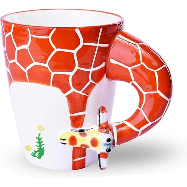 3D Handmålad Keramisk Djurmönstrad Kaffemugg (Giraff)
