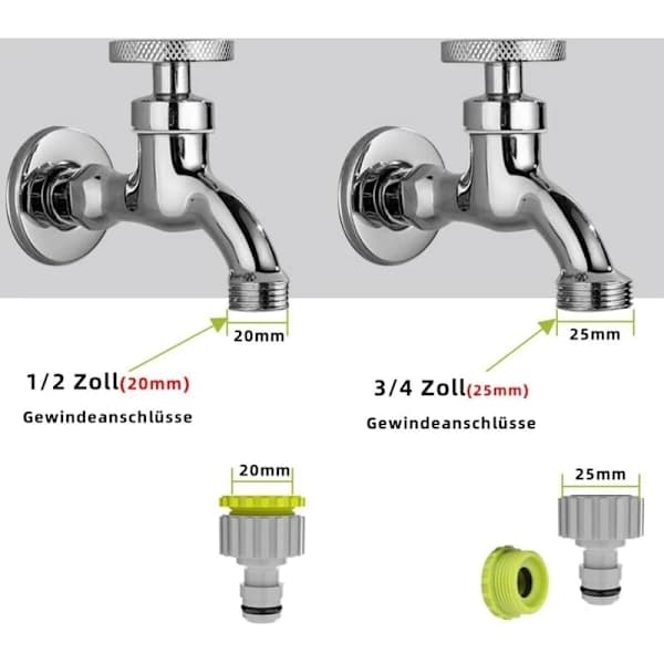 2-in-1 Hanaliitin - 4 kpl, 1/2 \" ja 3/4 \" Puutarhan Hanaliitin, Letkuliitinsarja Puutarhakasteluun