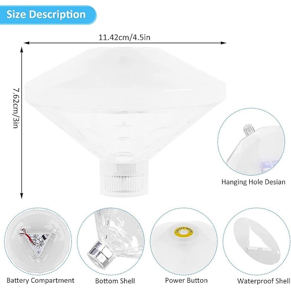 Fargeflytende bassenglys, diskobadlys, Ip68 nedsenkbar LED-lys, LED-undervannslys med