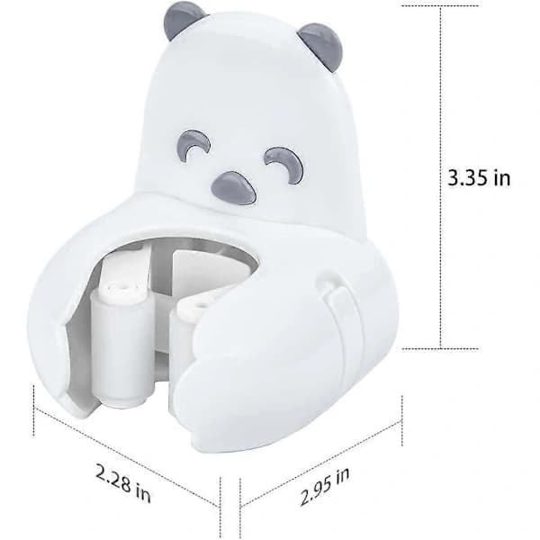 Moppe- og kostholder Selvklæbende uden boring Vægmontering Mini Bjørneform (hvid, 2)