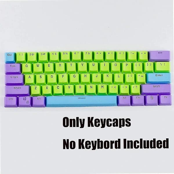 61 PBT Keycaps 60 Procent, Ducky One 2 Mini Keycaps OEM Profil Grön