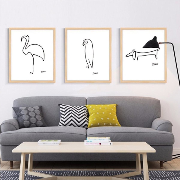 Wekity One-Stroke Maleri 1 Vægkunst Lærredstrykplakat, Enkelt Abstrakt Sort Stregkunst Tegning Dekoration til Hjem Stue Soveværelse Kontor og Barn