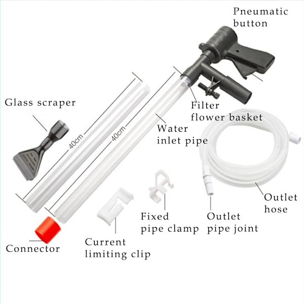 Akvarievattenbytesats, pneumatisk sandtvätt, liten fiskbehållare halvautomatisk vattenbytesakvariumpumpande rengöringsverktyg