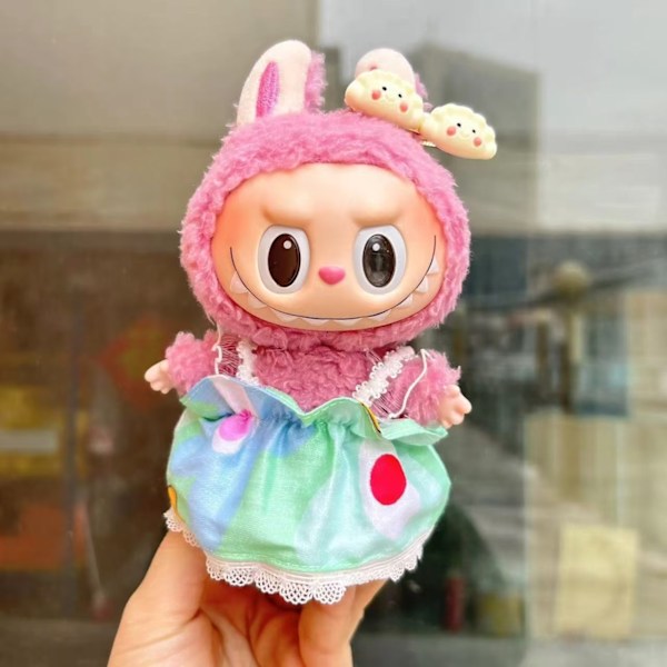 [HH] 17cm Labubu Popmarts Vaatteet ja Asusteet Nukke Macaron Paita Setti Täytetty Pehmo Sopii Vain Kangas 17CM 9