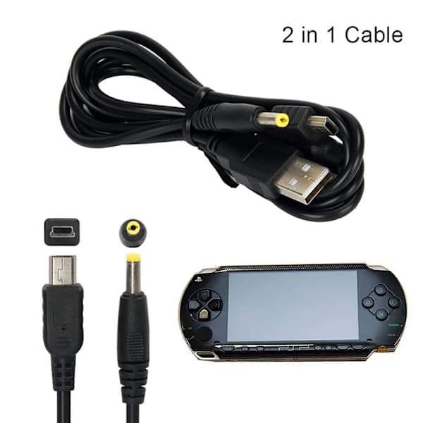 1st 2 i 1 USB 2.0 datakabel oplader til PSP 1000 2000