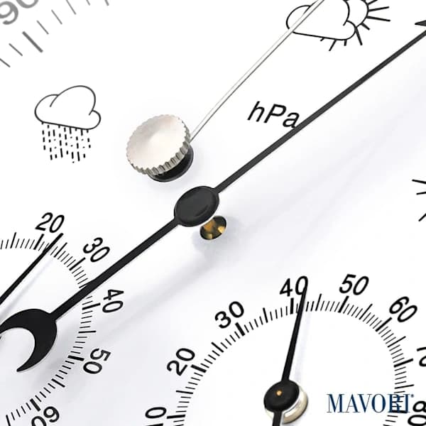 Analog vejrstation til indendørs/udendørs brug, rustfrit stål - Inkluderer barometer, hygrometer og termometer