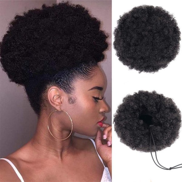 /HA/ Two 1B 6\"/20 cm Wigs with Puffy Flower Buds, Meatball Head, High Temperature Silk Wigs and Micro Curl Flower Buds