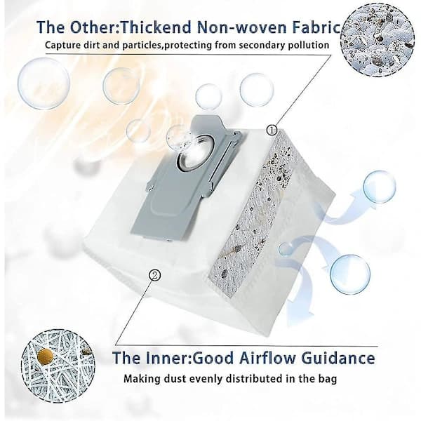 12-pakning støvsugerposer for Roborock Q7 Max / Q7 Max+ / Q7 Max Plus