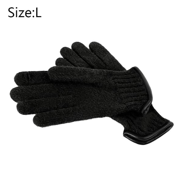 Grepp fleece varme damehandsker Touchscreen varme handsker strikkede vinter Sort L