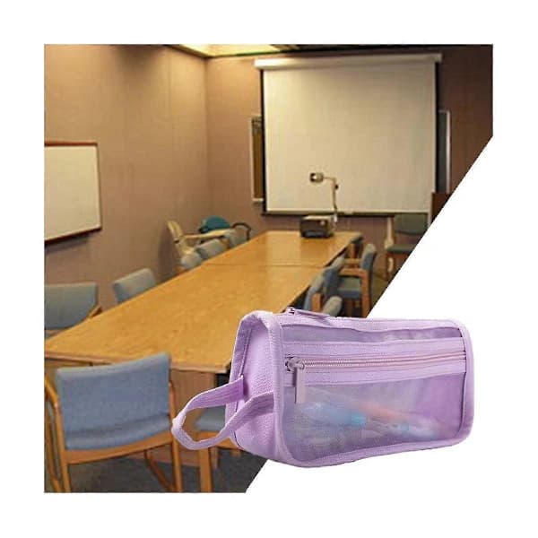 Synlig Portabel Dubbellagers Mesh Förvaringsväska, Sött Transparent Fast Organizer Pennfodral