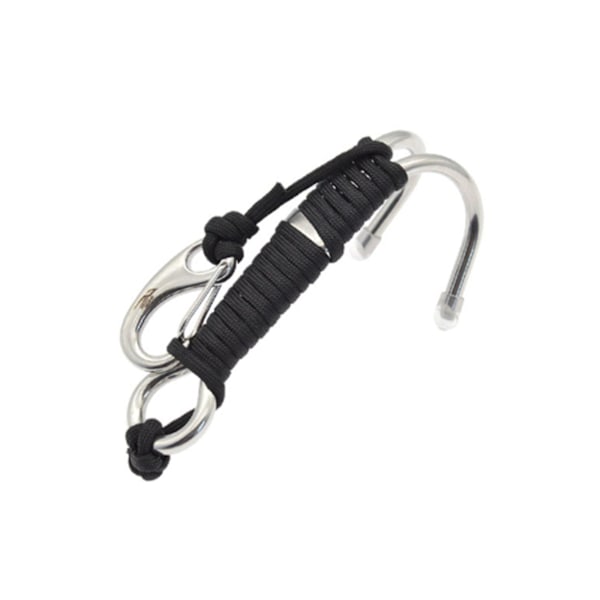 2x Scuba Diving Dobbel Dual Rustfritt Stål Reef Drift Hook Med Line Og Klips Hook Svart