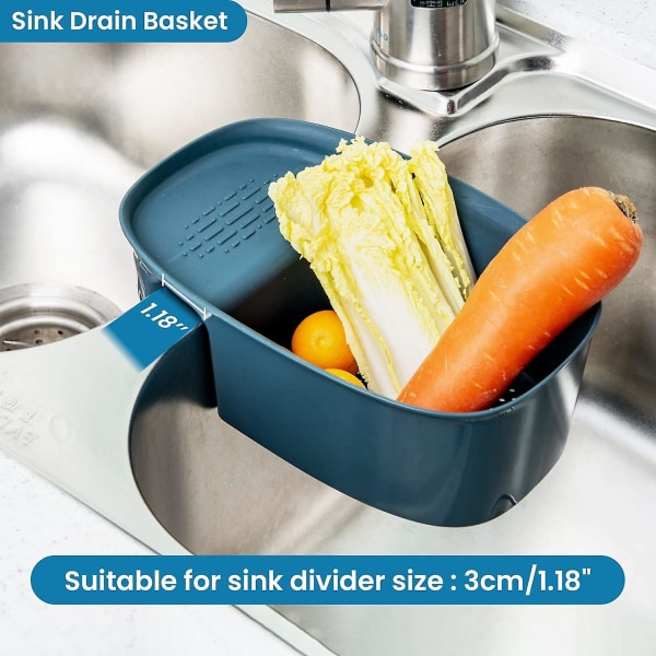 Sink Colander Drain Basket, Multifunction Saddle Sink Food Waste Strainer, Kitchen Storage Rack for Washing Spoon, Forks, Vegetables, Fruits