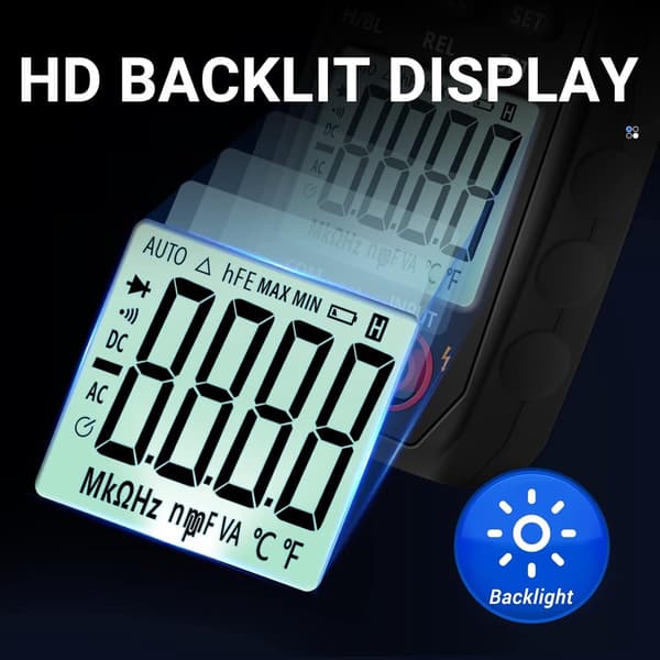 Digitalt tangamperemeter, 4000 tellinger AC 400A automatisk multimeterskala med NCV, bakgrunnsbelyst display for elektrikere og biltesting