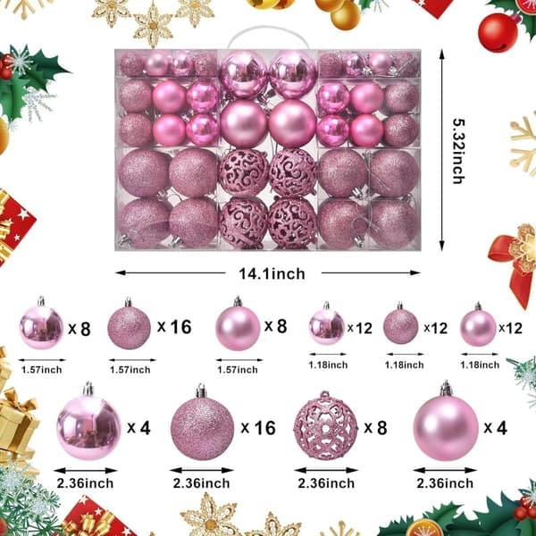 Julkulor - Julgransdekorationer - Rosa - 100 Delar