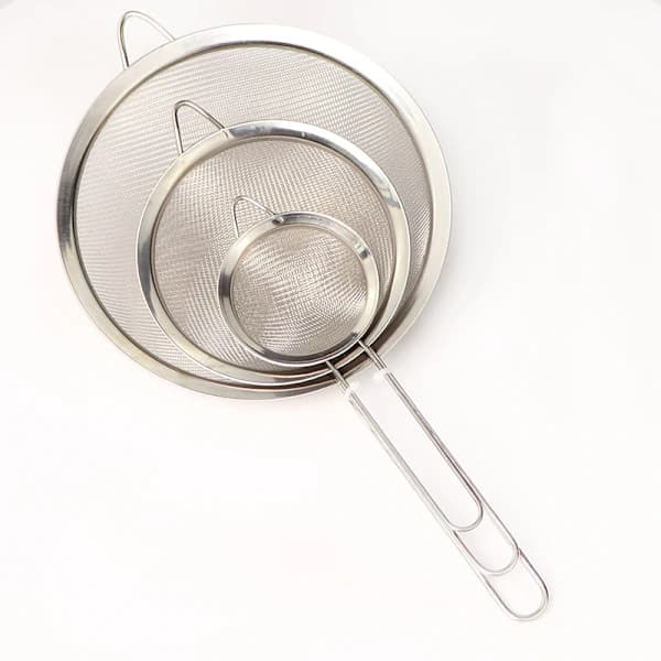 HA~Metallsil Rustfritt Stål, Finmasket Sil | 3-pakning Kjøkkensiler, Sil Matlaging, Mel til Baking Rustfri Sil