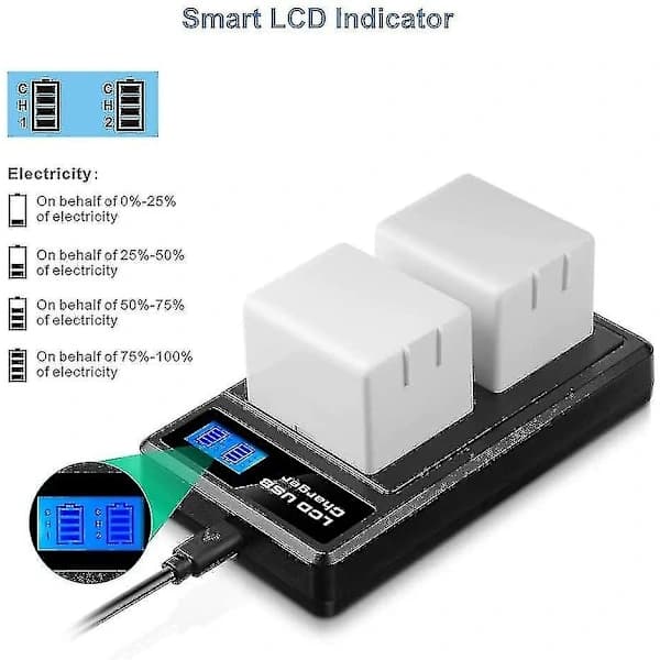 Dobbelt batterilader til Arlo Pro-batteri, Arlo Pro 2-batteri, Arlo Go-batteri, LCD-batterilader