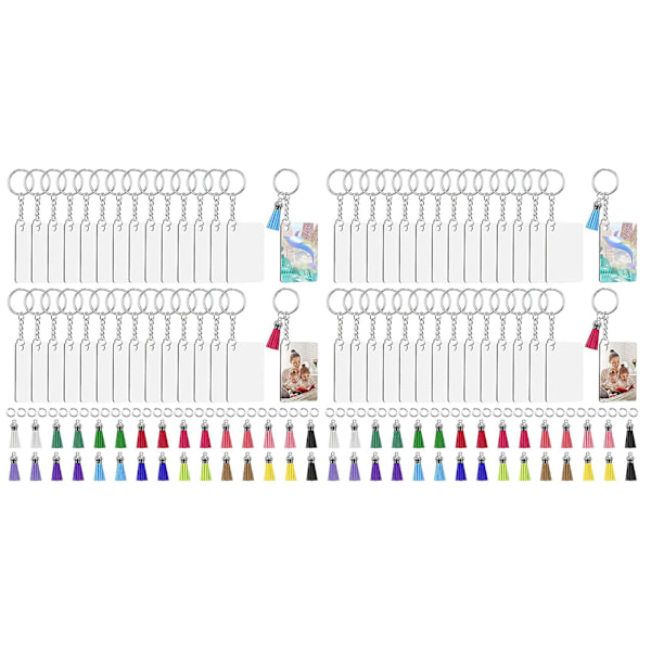 Sublimering Nyckelring Ämnen Bulk, 240 st Sublimering Nyckelring Ämnen Set Med Tofs, Nyckelring Cir