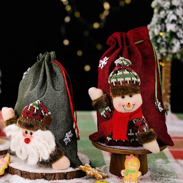 HA-Kampanjförsäljning Julsäckar med dragsko, 3D Julklappspåsar, Julpåsar, Julklappspåsar, Röda Godispåsar, Strumpa