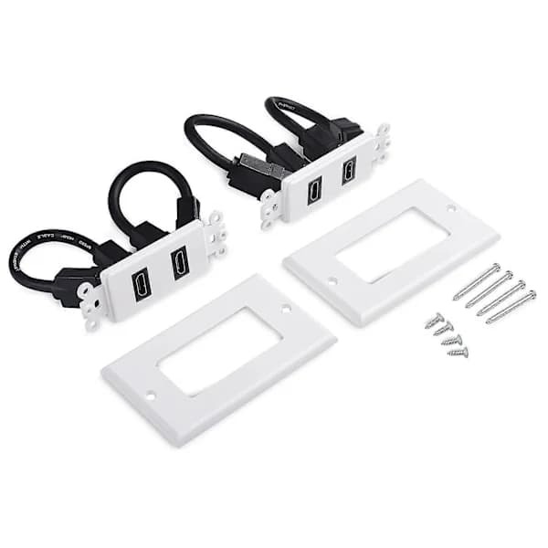 2-pack 2-portars HDMI-kompatibel väggplatta i vitt (4K UHD, ARC och Ethernet Pass-Thru-stöd)