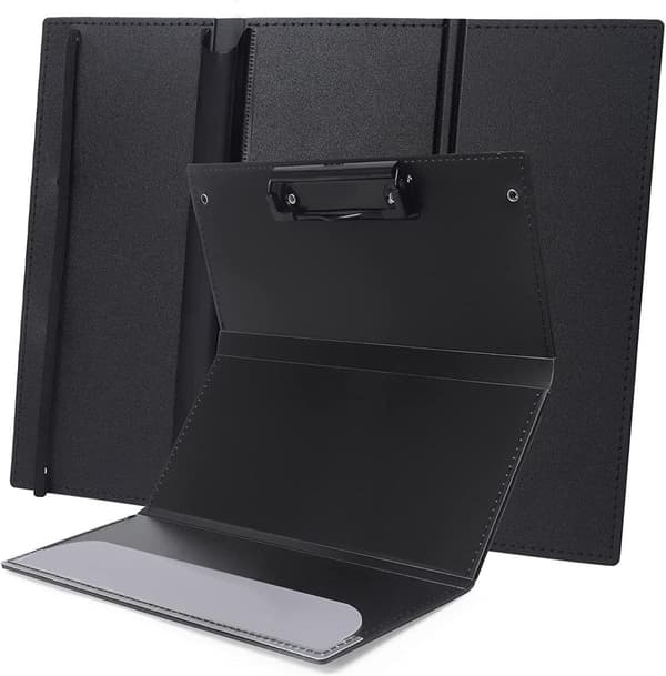 A4 Sammenfoldelig Clipboardmappe, Holdbar PP-organizer Med Stålclips, Bærbar Til Møder, Kontor Og Studie, Sort