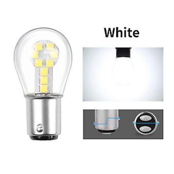 2/4x LED-auton BA15S BAY15D takavalo jarruvalo suuntavilkku hehkulamppu DC 12V (Valkoinen)/HH/