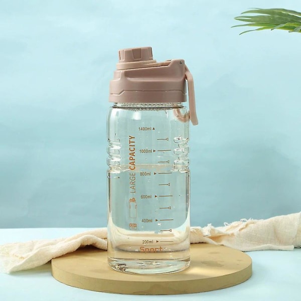 1,5L Sport Vattenflaska Stor Kapacitet Hög Temperatur Resistent Plastkopp Fitness Ekologisk Bärbar Resa Rymdkoppröd(WZ2209)