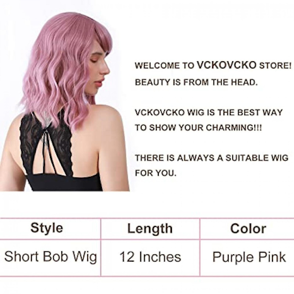 AVEKI Pastel Aaltomainen Peruukki Ilmaisen Ponnahduksen Kanssa Naisten Lyhyt Bob Violetti Pinkki Peruukit Kiharat Aaltomaiset Olkapään Pituudet Pastel Bob Synteettinen Cosplay Peruukki Tytöille Da