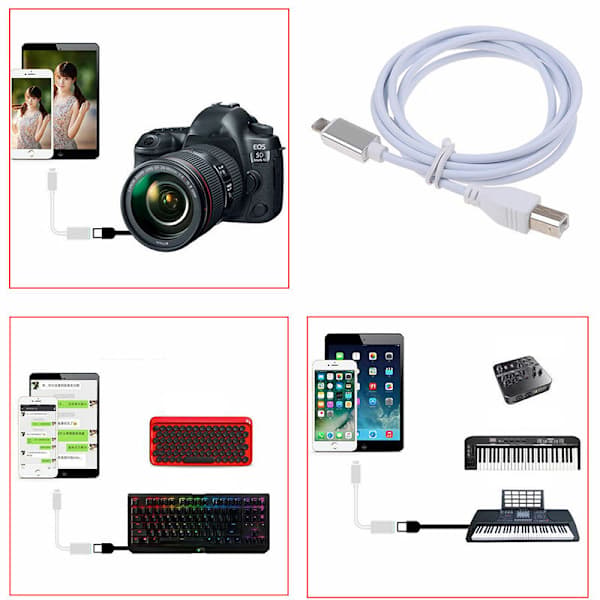 HA-MIDI Keyboard Converter USB 2.0-kabel for iPhone 1M