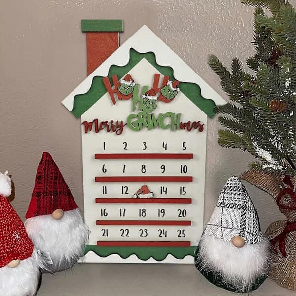 Juletræsdekorationer Træ Julekalender, 25 dage, nedtælling til jul, boligindretning