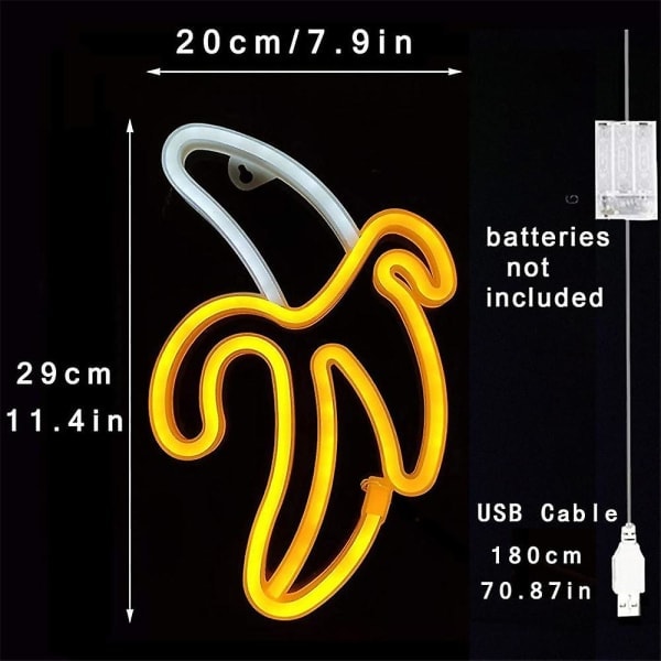 Neon Lys Banan Form Neon Lys Batteriboks Strøm