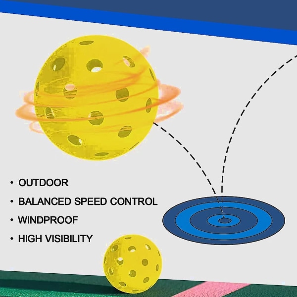 Pickleball-bolde, udendørs pickleball-bolde, 40 huller udendørs USAPA-godkendte pickleball-bolde, pakke med 6/8