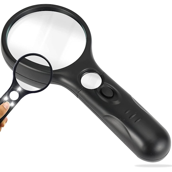 Lighted Reading Magnifier, Illuminated Magnifying Glass With 3 Led Lights For Seniors Or Visually