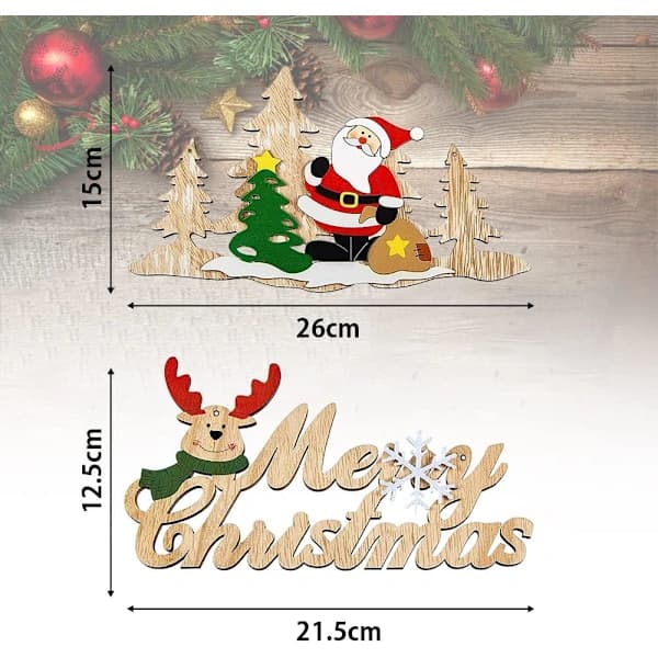 2 st Träjulskyltar med Tomte och Ren Juldekorationer Julskyltar för Jul