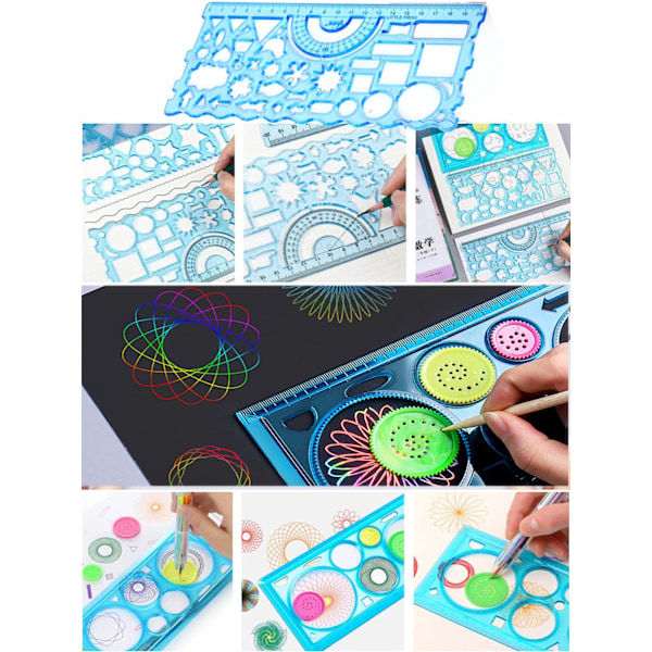 3 st multifunktionella geometriska linjaler för ritverktyg Skolmaterial Linjaler Mångsidigt mätverktyg: Klar geometrisk linjal