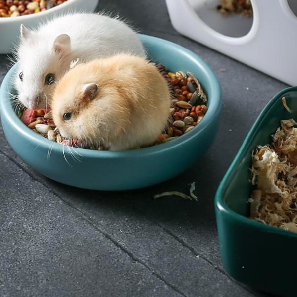 Hamster madskål, keramik - Kanin madskål og vandskål til kanin marsvin gerbil ilder syrisk hamster chinchillablå