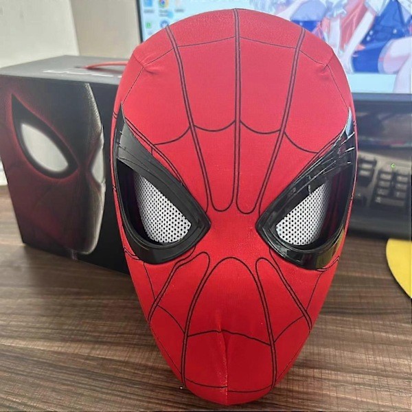 /HH/ Mascara Spiderman hovedbeklædning maske rollespilsaktivitet øjenmaske Spiderman 1:1 elastisk legetøj voksne børn gave-Perfet med æske