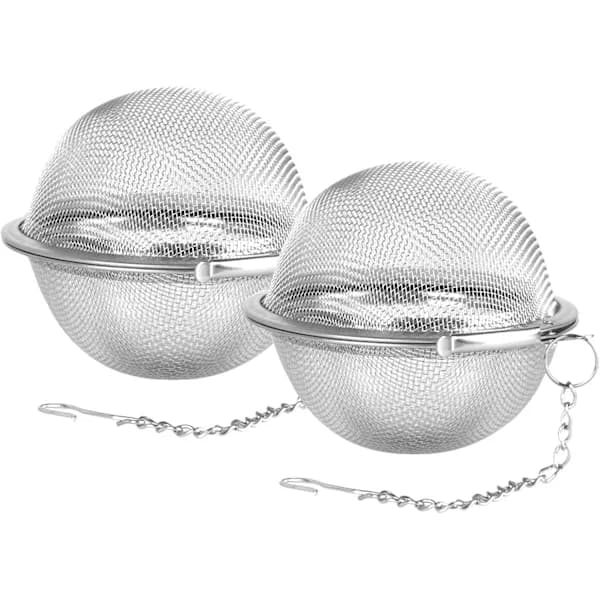 HA~2 stk. Te-kugle i rustfrit stål mesh 6,9 cm Te-si Te-bruger Sifilter til te