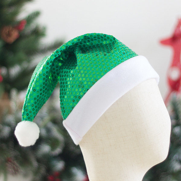 /HA/1 ST röd och grön paljett julhatt för vuxna julgrön röd hatt julfest dekoration huvudbonader (grön)