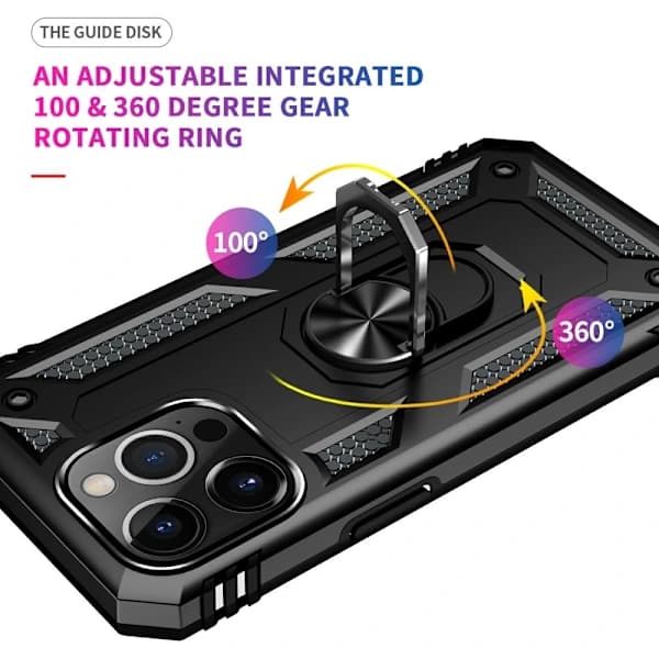 iPhone 13 Pro Max - Støtsikkert Hybrid Armor Ring Deksel - Svart 65 65