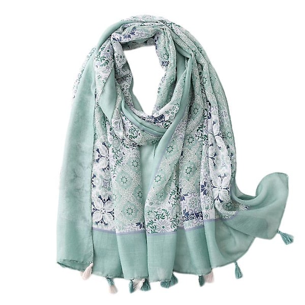 Kvinners Boho-skjerf, lett floralt trykt skjerf, høst/vinter mote frynseskjerf, sjal, bursdagsgave, julegave-SL2003-006