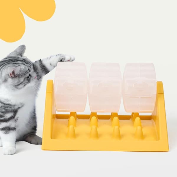Hundefoderdispenser Puslespil, Interaktivt Langsomt Foderlegetøj, Holdbart PP, Til Små Og Mellemstore Hunde, Gul, 21 × 13 × 8 cm