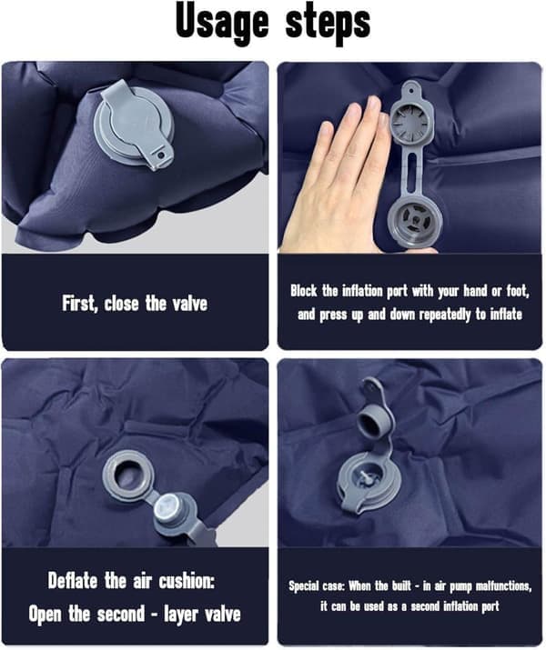 Self-Inflating Sleeping Pad with Foot Pump & Pillow, Ultralight Waterproof, 190x60 cm
